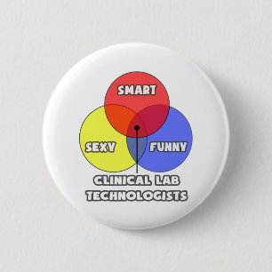 Badge Rond 5 Cm Diagramme de Venn .. Technologues en laboratoire c