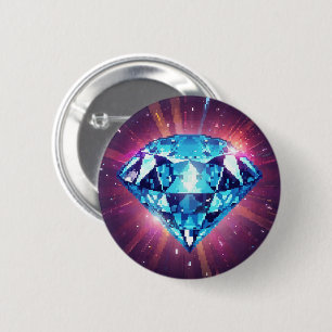 Badge Rond 5 Cm Diamant Pixelisé Lumineux