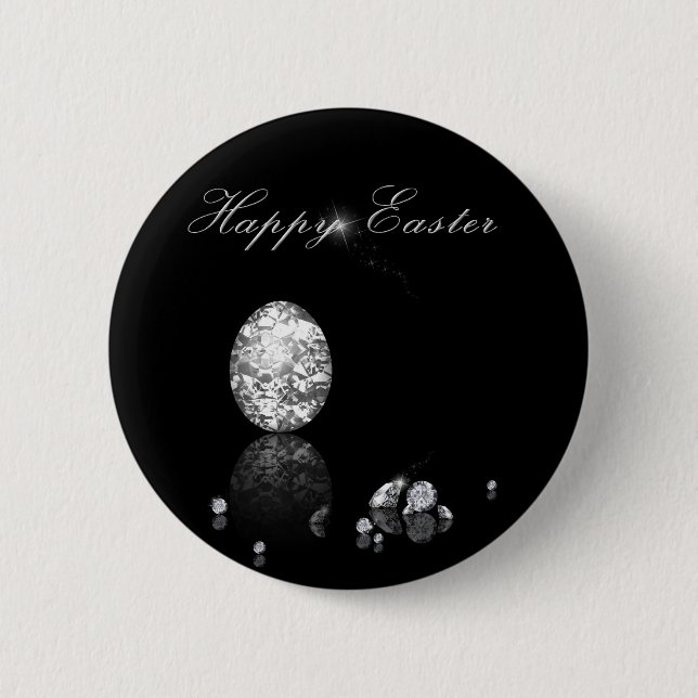 Badge Rond 5 Cm Diamants brillants d'oeuf de pâques - bouton (Devant)