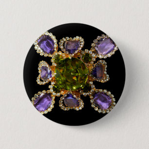 Badge Rond 5 Cm Diamants élégants pierres précieuses violettes ver