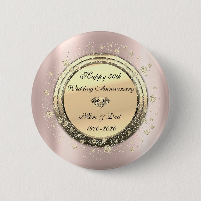 Badge Rond 5 Cm Diamond Confetti Rose Gold50eAnniversaire de maria (Devant)