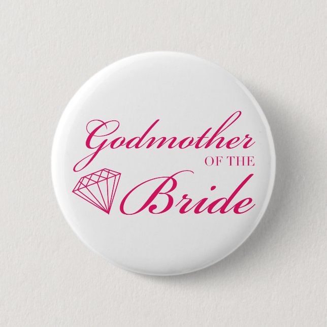 Badge Rond 5 Cm Diamond Godmère de la mariée rose (Devant)