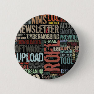 Badge Rond 5 Cm Dictionnaire informatique en bouton de couleurs