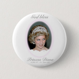 Badge Rond 5 Cm Dieu Béni Princesse Diana