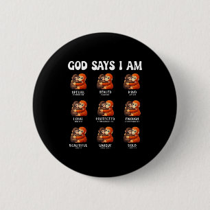 Badge Rond 5 Cm Dieu dit affirmations chrétiennes singe mignon