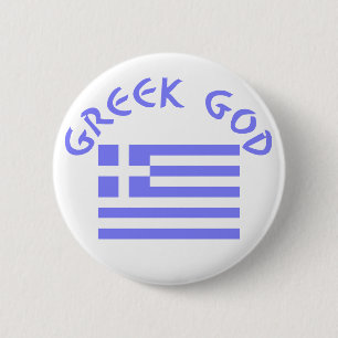 Badge Rond 5 Cm Dieu et drapeau grec
