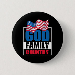 Badge Rond 5 Cm Dieu Famille Pays Soldat Patriot US Mémoire du dra