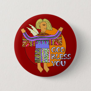 Badge Rond 5 Cm Dieu te bénisse rouge foncé