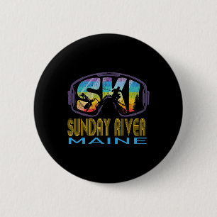 Badge Rond 5 Cm Dimanche de ski Rivière du Maine Vacances de ski 