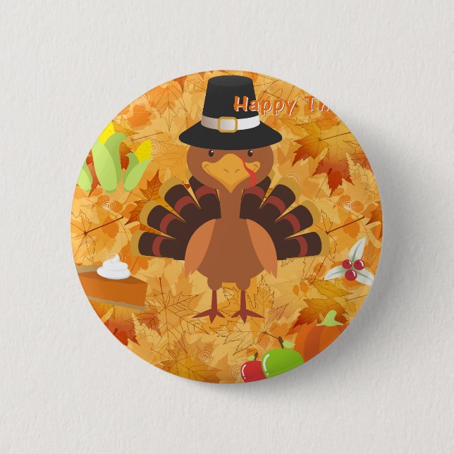 Badge Rond 5 Cm dinde bon thanksgiving (Devant)