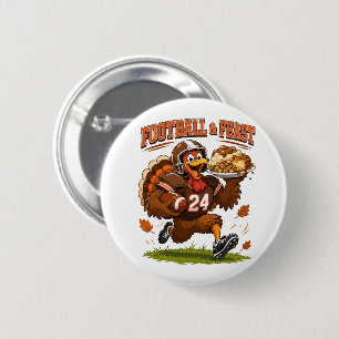 Badge Rond 5 Cm Dinde de football & festin