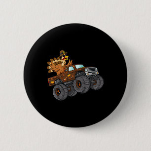 Badge Rond 5 Cm Dinde de Thanksgiving conduisant un camion monstre