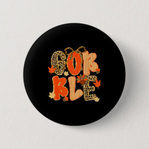 Badge Rond 5 Cm Dinde de Thanksgiving Coquette Préppy Léopard