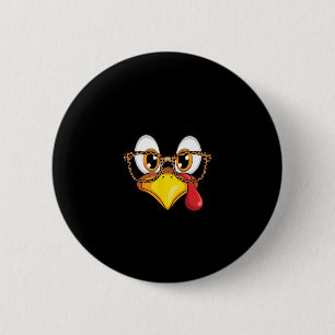 Badge Rond 5 Cm Dinde de Thanksgiving Visage de famille assorti En
