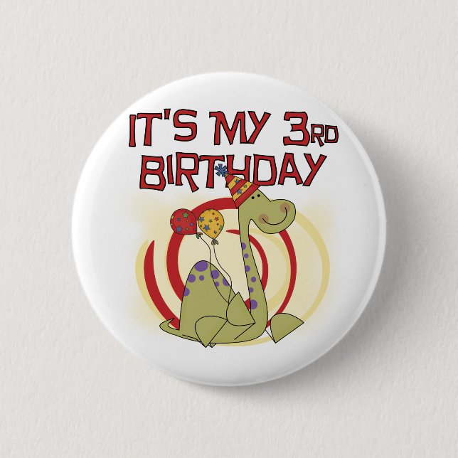 Badge Rond 5 Cm Dinosaur 3ème Anniversaire Tshirts et cadeaux (Devant)