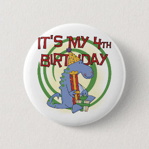 Badge Rond 5 Cm Dinosaur 4e anniversaire T-shirts et cadeaux