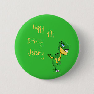 Badge Rond 5 Cm Dinosaur Green Cute Boys Age Anniversaire
