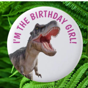 Badge Rond 5 Cm Dinosaur Happy T Rex GIRL