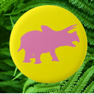 Badge Rond 5 Cm Dinosaur Jaune