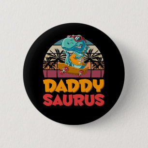 Badge Rond 5 Cm Dinosaur Papa Père Dino Famille Rétro