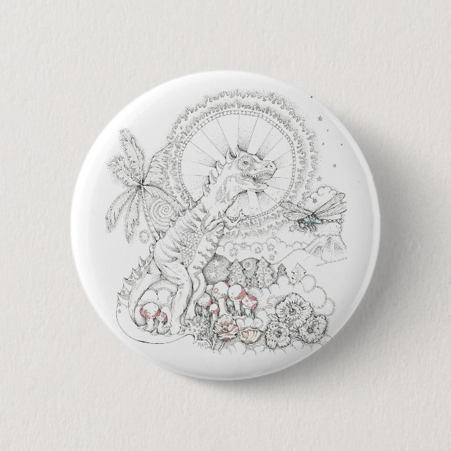 Badge Rond 5 Cm Dinosaure (Devant)