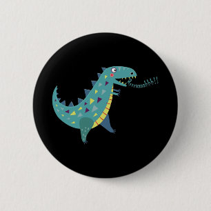 Badge Rond 5 Cm Dinosaure bleu T Rex Ba