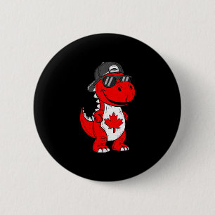 Badge Rond 5 Cm Dinosaure canadien trex feuille d'érable canada ga