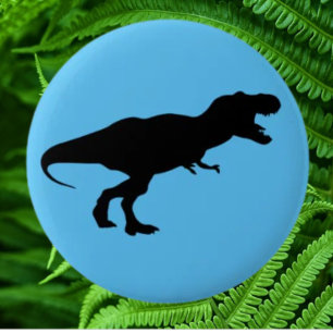 Badge Rond 5 Cm Dinosaure couleur bleu