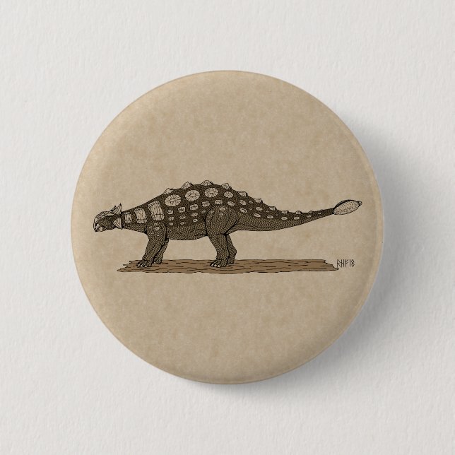Badge Rond 5 Cm Dinosaure crétacé Ankylosaurus (Devant)