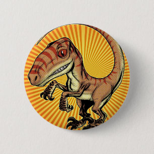 Badge Rond 5 Cm Dinosaure de Raptor de Velociraptor par Marco D