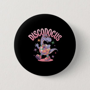 Badge Rond 5 Cm Dinosaure Diplodocus Danse Disco Dino Drôle 70 D