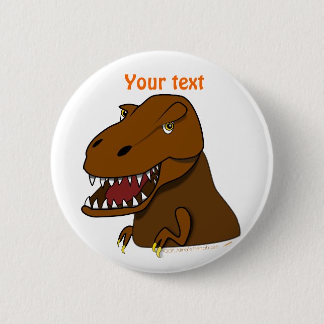 Badge Rond 5 Cm Dinosaure effrayant de bande dessinée de Rex de (Devant)