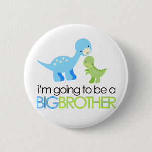 Badge Rond 5 Cm Dinosaure je vais être un frère