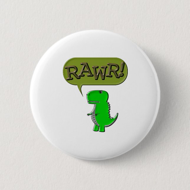 Badge Rond 5 Cm Dinosaure Jouet Mignonne Et En Colère (Devant)