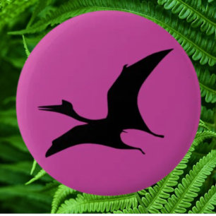 Badge Rond 5 Cm Dinosaure Jurassique Rose