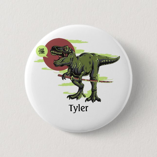 Badge Rond 5 Cm Dinosaure personnalisé (Devant)
