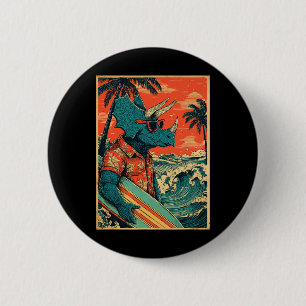 Badge Rond 5 Cm Dinosaure Rétro Surfing Hawaï Été Triceratops S