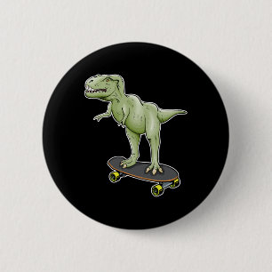 Badge Rond 5 Cm Dinosaure skateboard T-rex Dino Dinosaure 