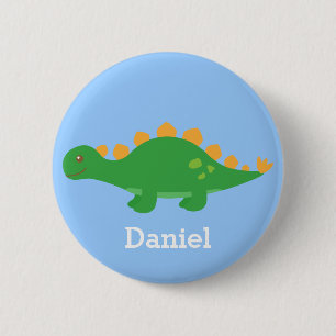 Badge Rond 5 Cm Dinosaure vert mignon de Stegosaurus pour des