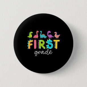 Badge Rond 5 Cm Dinosaures de première année rentrent à l'école En