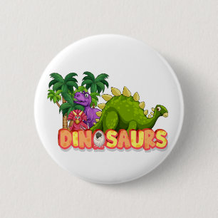 Badge Rond 5 Cm Dinosaures pour enfants