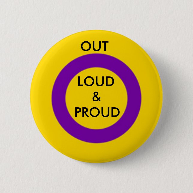 Badge Rond 5 Cm D'Intersex bouton bruyant et fier (Devant)