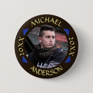 Badge Rond 5 Cm Diplôme 2023   Photo personnalisée Triangles moder