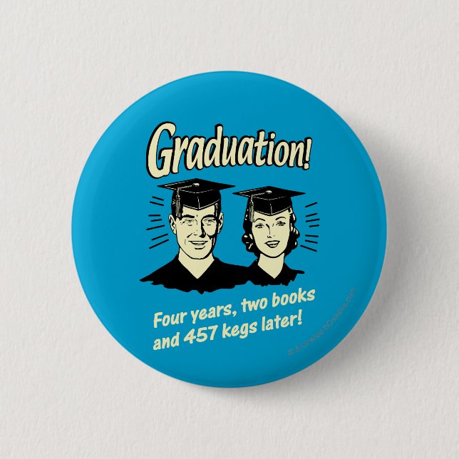 Badge Rond 5 Cm Diplôme : 4 ans, 2 livres (Devant)