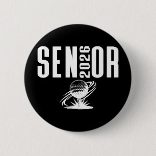 Badge Rond 5 Cm Diplômé de 2026 Senior Golf Thème Golf Ll Tee Golf