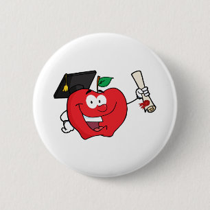 Badge Rond 5 Cm Diplômé de caractère d'Apple tenant un diplôme