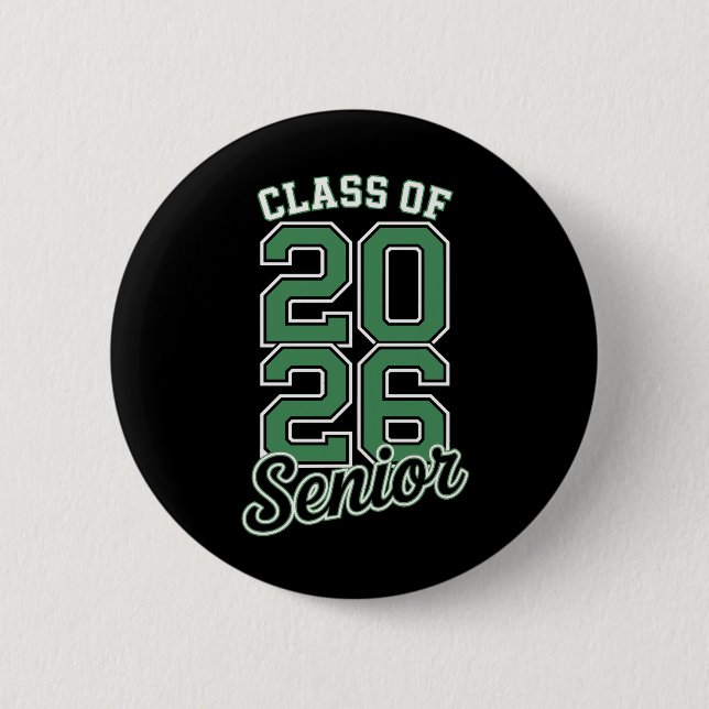 Badge Rond 5 Cm Diplômé de la promotion 2026 en vert (Devant)