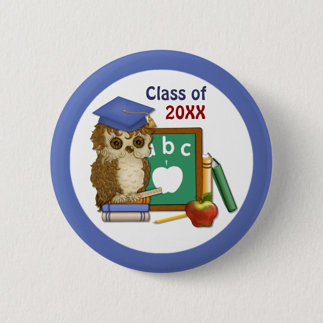 Badge Rond 5 Cm Diplôme de Scholar Owl (Devant)