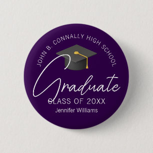 Badge Rond 5 Cm Diplômé en violet foncé Diplôme personnalisé
