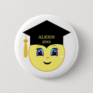 Badge Rond 5 Cm Diplômé Visage Heureux
